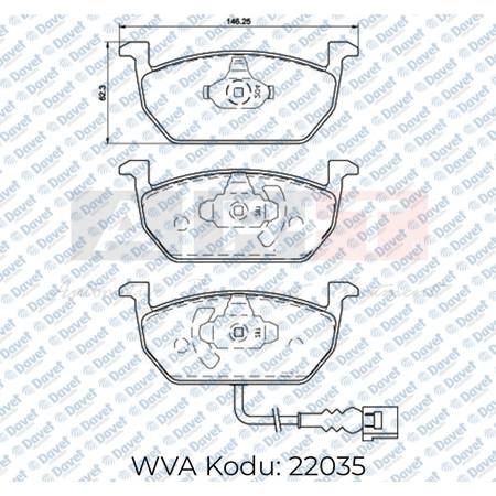 ART A06.3146 Balata Audi A3 13- Seat Leon 13- Skoda Octavia 12- Vw Golf Vii 13- T-Cross 19- İkaz Kablol U - Ön